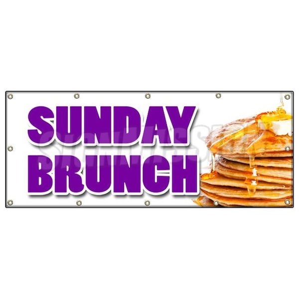 SUNDAY BRUNCH BANNER SIGN breakfast lunch champagne buffet egg benedict